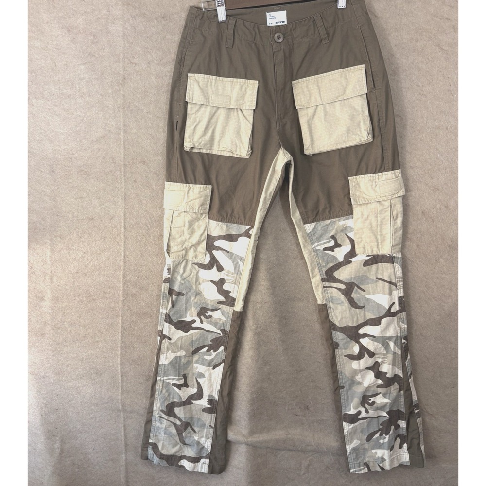EPTM Cargo Military Pants Mens Sz‎ 30 Brown Cream Camo Pockets